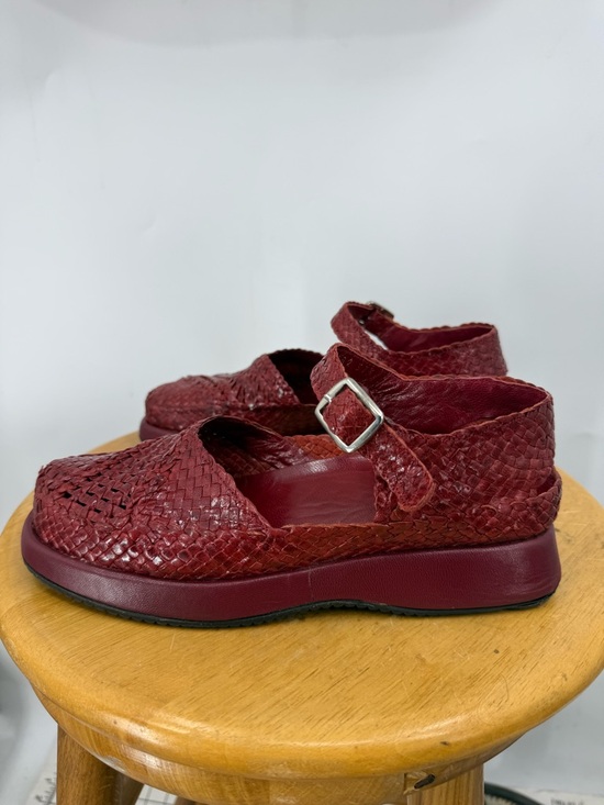Pons Quintana Mary Jane  vintage-style red woven leather shoe made in Spain 37/7